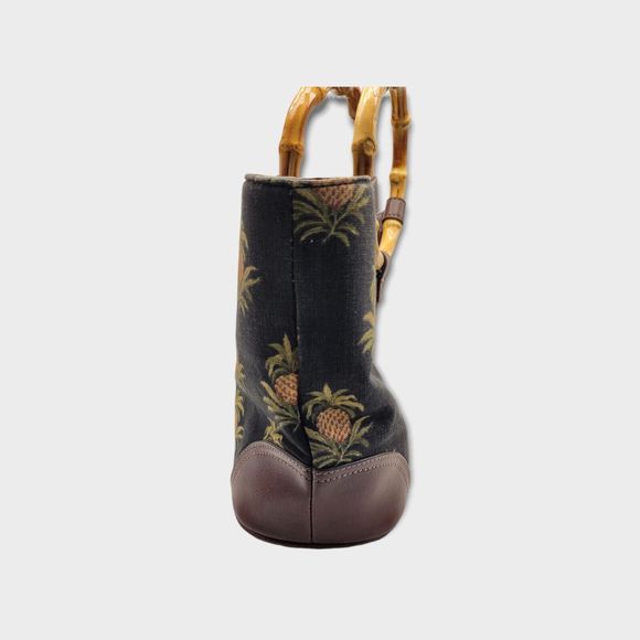 Relic By Fossil Pineapple Handbag Bamboo Black Cruise Tropical Purse Vacation - Picture 6 of 11